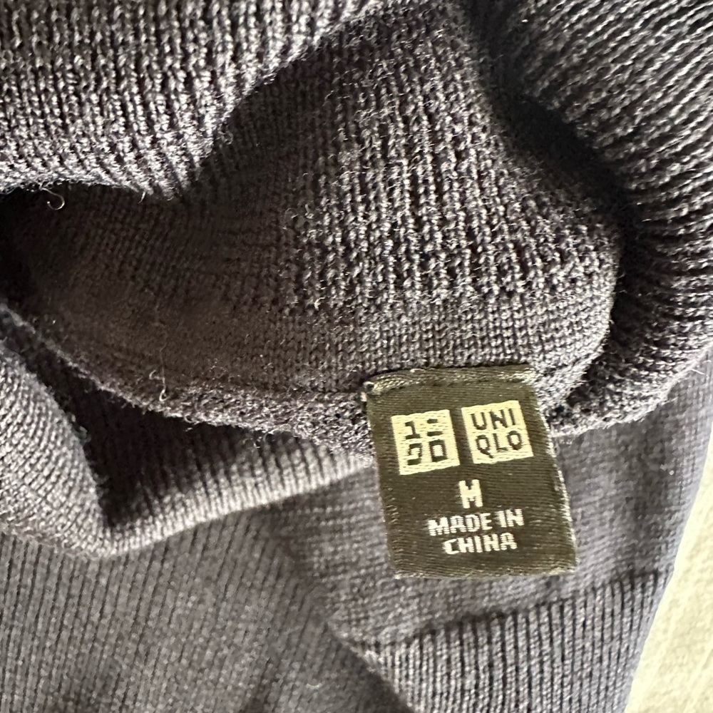 Uniqlo sleeveless navy blue turtleneck wool dress - size M - Picture 3 of 6